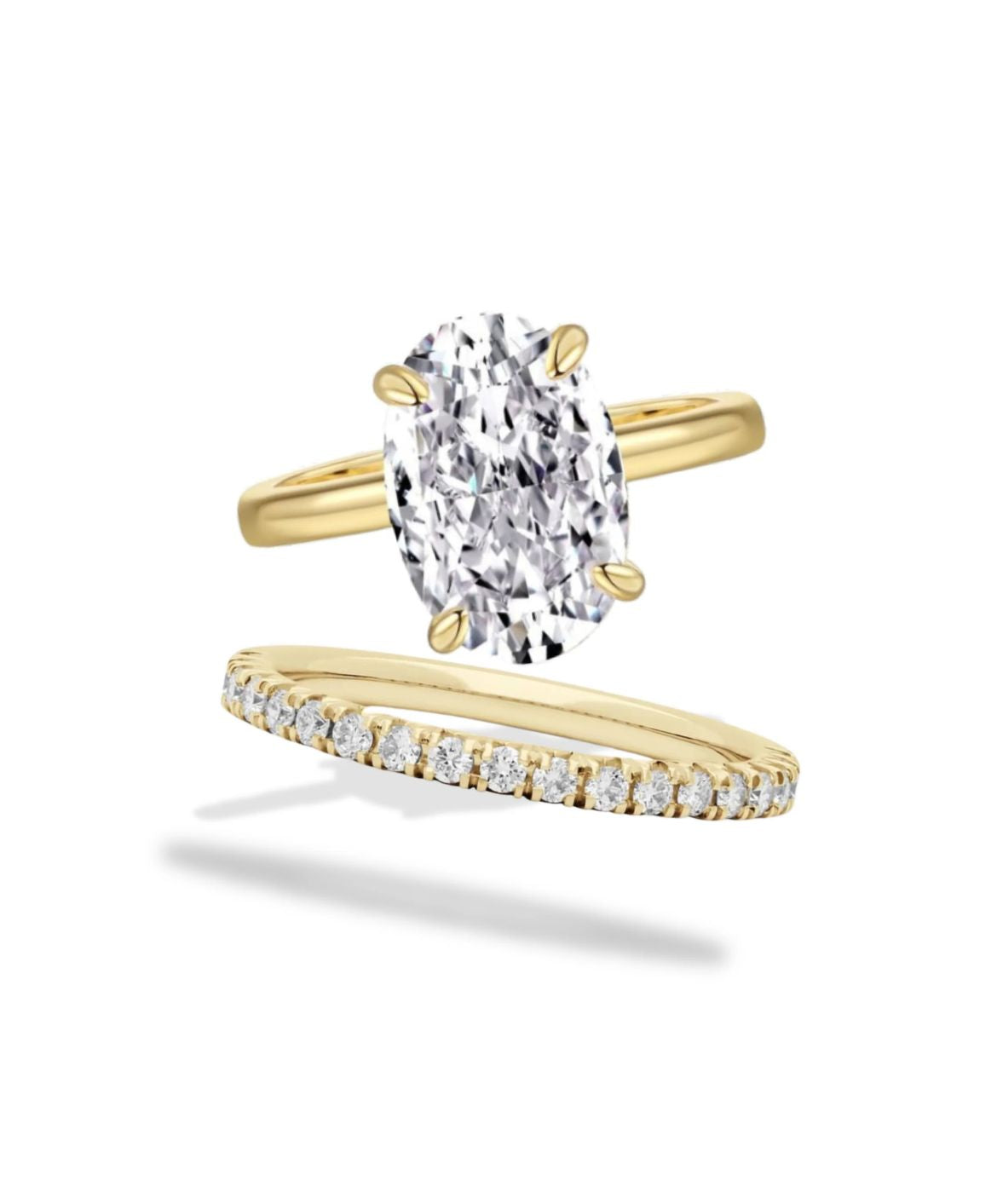 The Oval & Half Eternity Ring Stack (2 Rings)