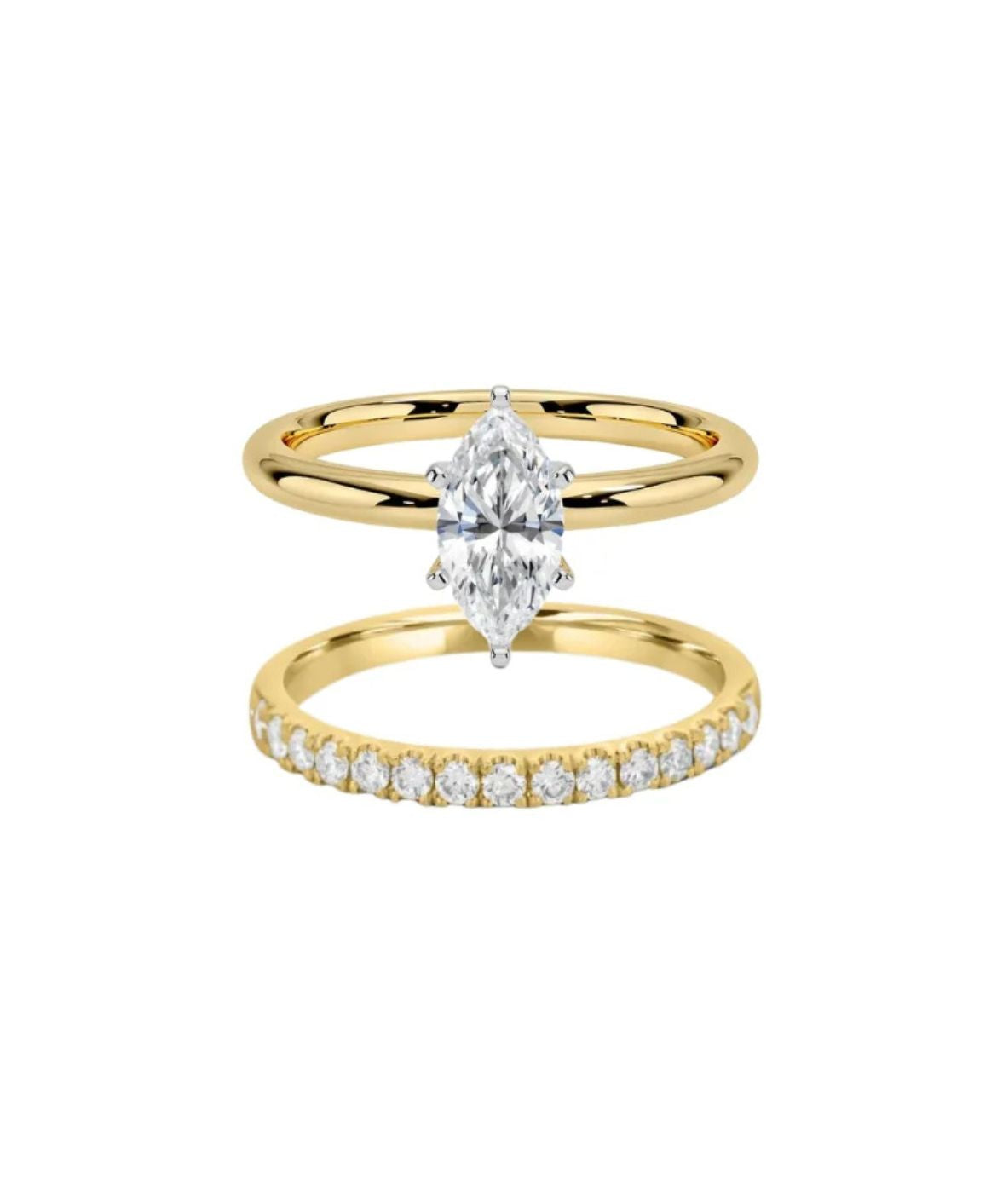The Marquise & Half Eternity Ring Stack (2 Rings)