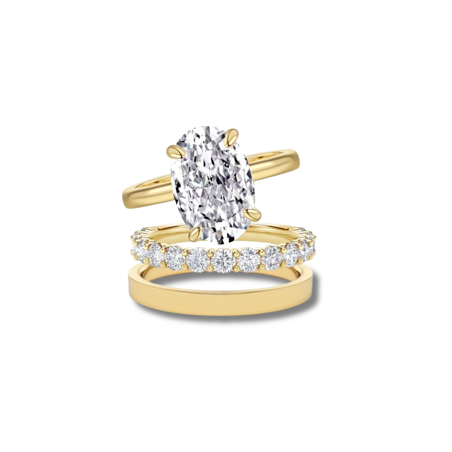 The Essential Oval Ring Stack (3 Rings) (Hidden Halo)