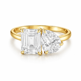 Emerald & Pear Toi et Moi Ring