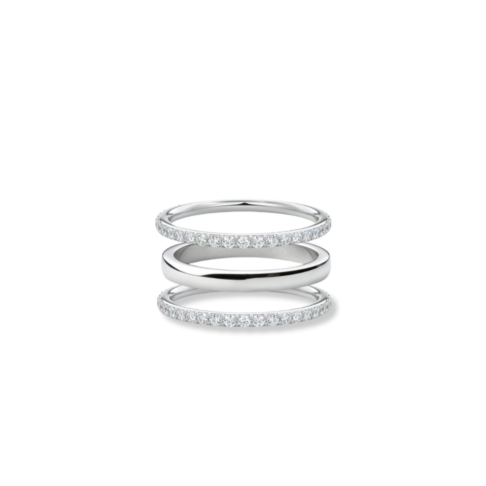 Band & Double Half Eternity Ring Stack (3 Rings)
