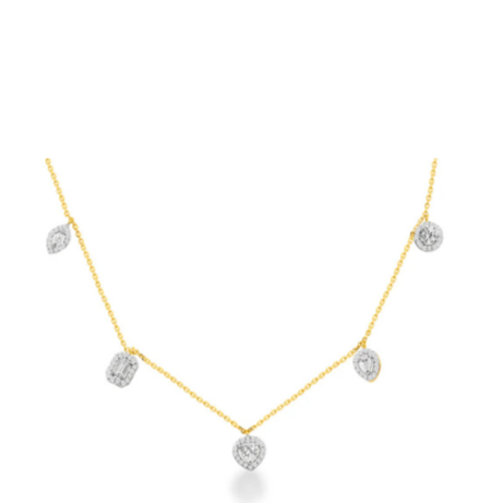 Mixed Diamond Charm Halo Neckpiece