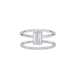 The Emerald Cut & Half Eternity Ring Stack (2 Rings)