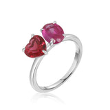 Heart & Oval Birthstone Toi et Moi Ring