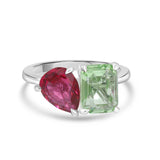 Emerald & Pear Birthstone Toi et Moi Ring