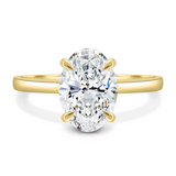 Oval Solitaire & V Band Ring Stack(2 Rings)