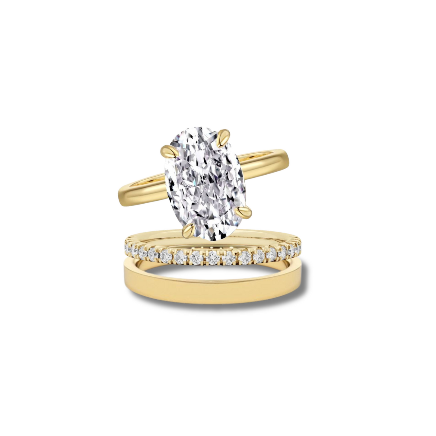 The Essential Oval Ring Stack (3 Rings) (Hidden Halo)