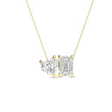 Emerald Cut & Heart Toi et Moi Pendant