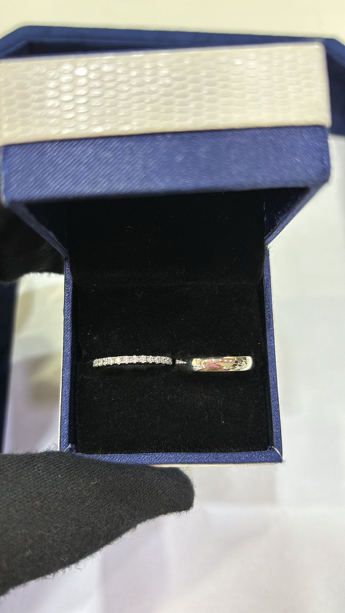 The Half Eternity & Plain Band Ring Stack (2 Rings)