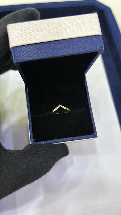Oval Solitaire & V Band Ring Stack(2 Rings)