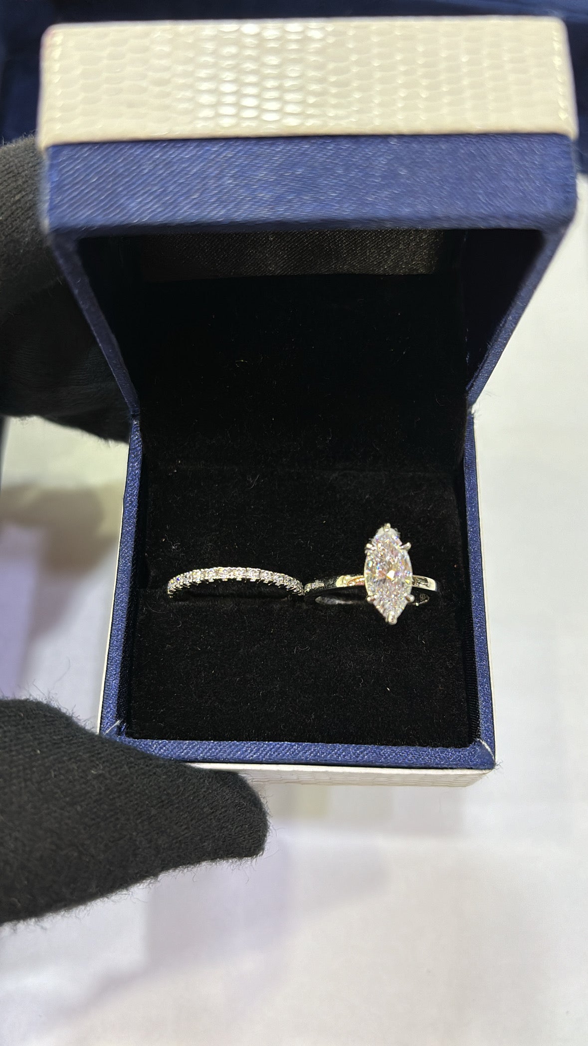 Marquise Pave & Half Eternity Ring Stack (2 Rings)