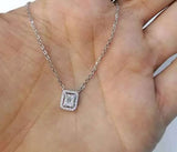 Emerald Cut Diamond Halo Neckpiece
