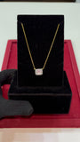 East-West Emerald Halo Pendant