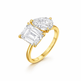 Emerald & Pear Toi et Moi Ring
