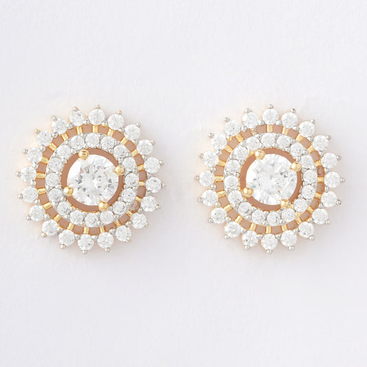 Round Cluster Pave Stud Earrings
