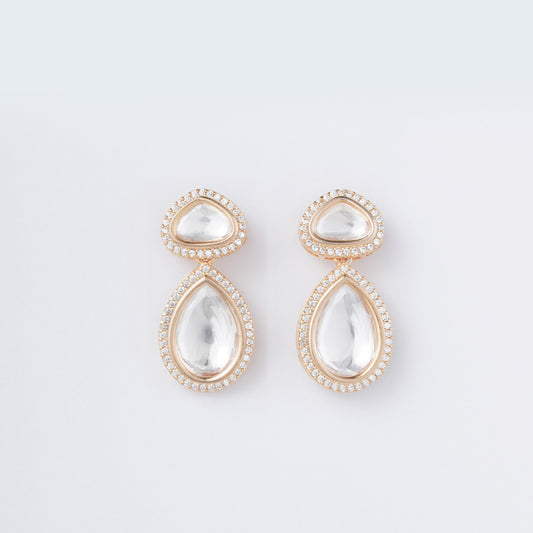 Modern Polki Diamond Drop Earrings