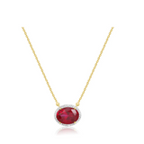 Ruby Oval Halo Pendant