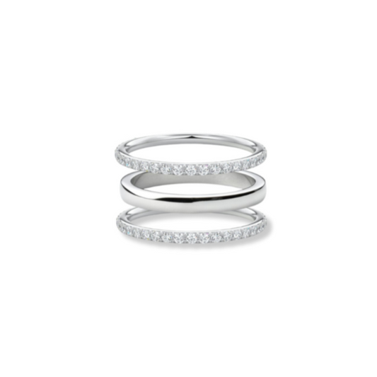 Band & Double Half Eternity Ring Stack (3 Rings)