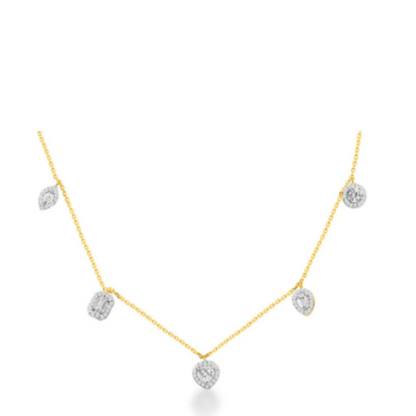 Mixed Diamond Charm Halo Neckpiece