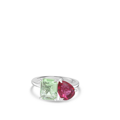 Emerald & Pear Birthstone Toi et Moi Ring