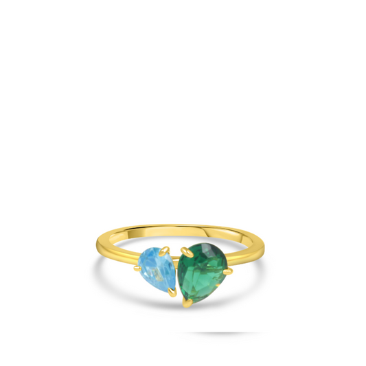 Pear Toi et Moi Birthstone  Ring