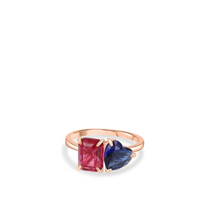 Emerald & Heart Birthstone Toi et Moi Ring