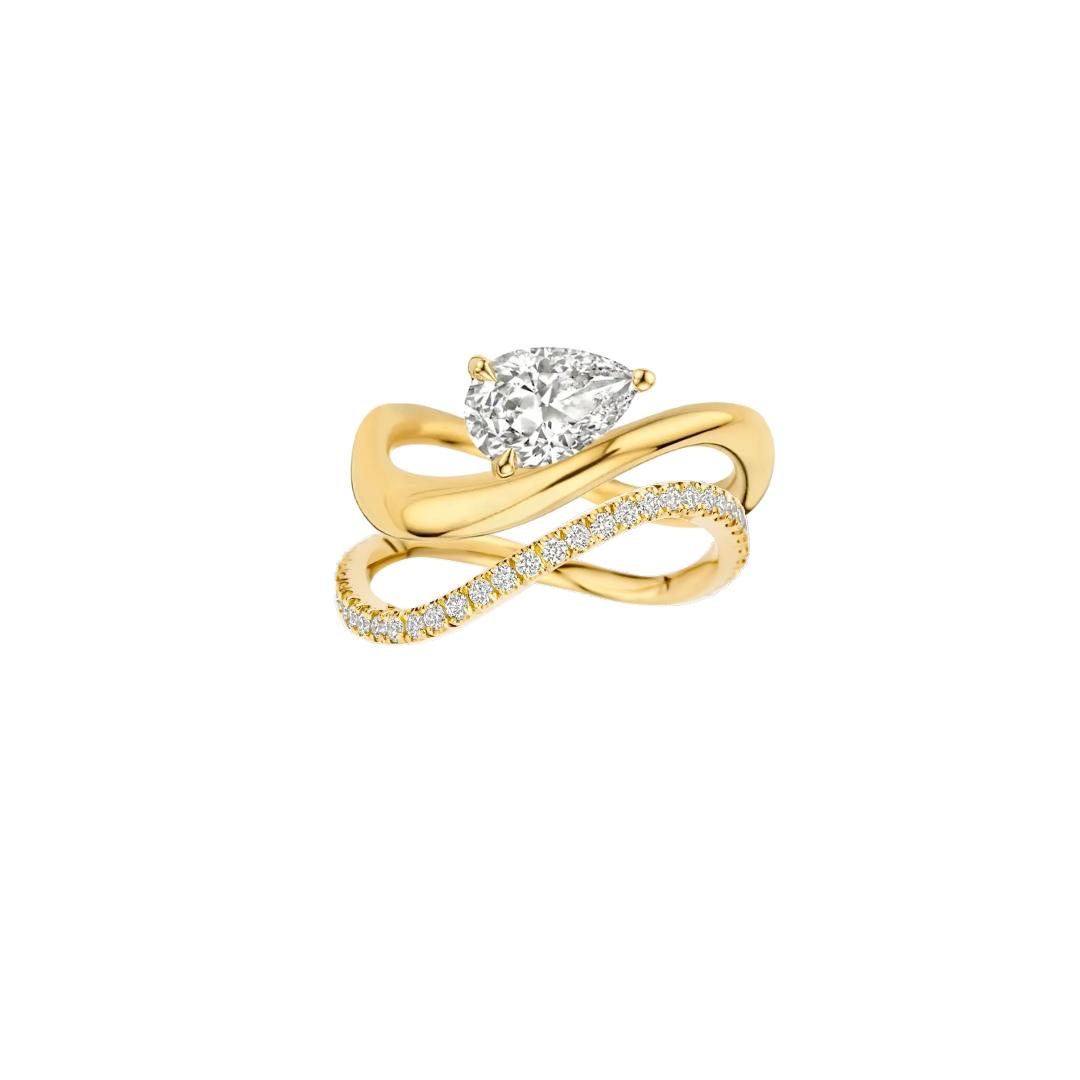 The Floating Pear & Half Eternity Ring Stack