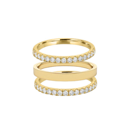 Band & Double Half Eternity Ring Stack (3 Rings)