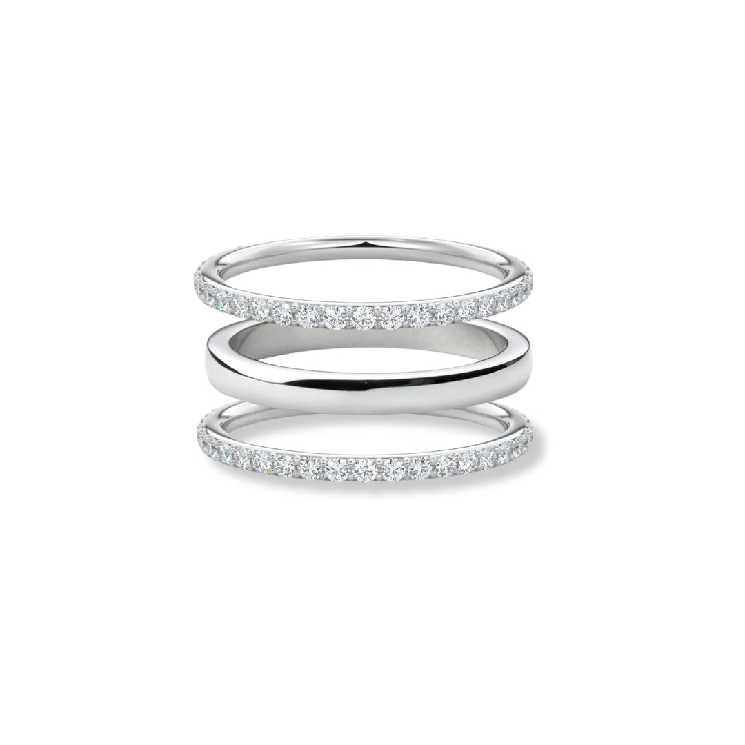 Band & Double Half Eternity Ring Stack (3 Rings)