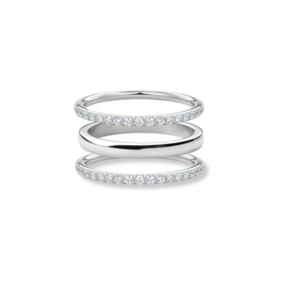 Band & Double Half Eternity Ring Stack (3 Rings)