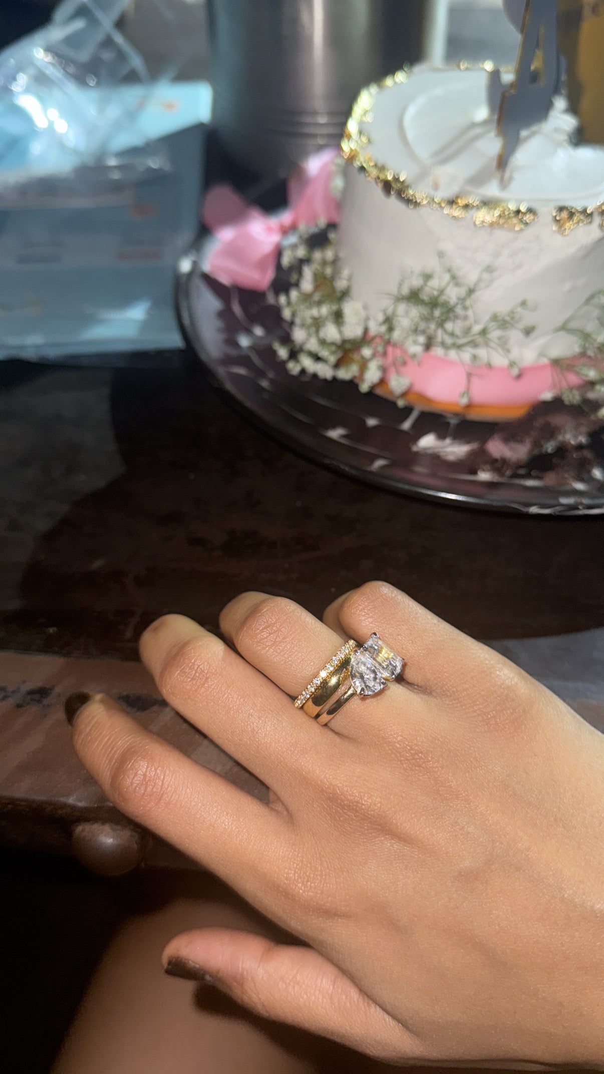 The Emerald & Pear Toi et Moi Ring Stack (3 Rings)