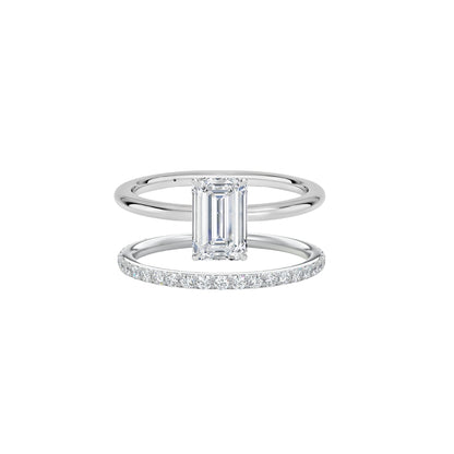 The  Emerald Cut & Half Eternity Ring Stack (2 Rings)