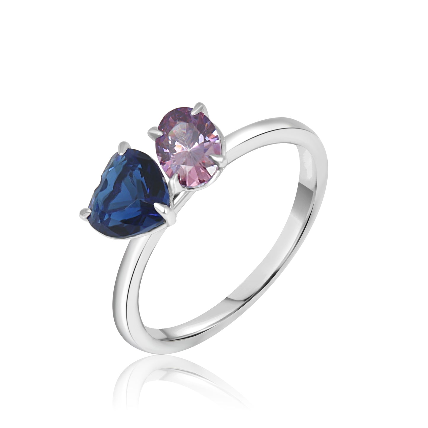 Heart & Oval Birthstone Toi et Moi Ring