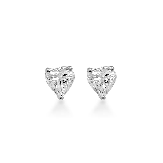 7MM Heart Solitaire Stud Earrings