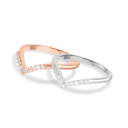 Half Eternity & Signature V Band Ring Stack(2 Rings)
