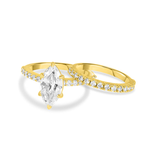 Marquise Pave & Half Eternity Ring Stack (2 Rings)