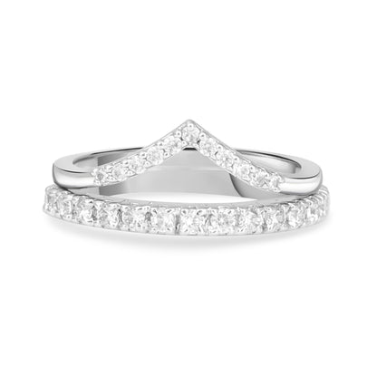 Half Eternity & Signature V Band Ring Stack(2 Rings)