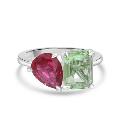 Emerald & Pear Birthstone Toi et Moi Ring