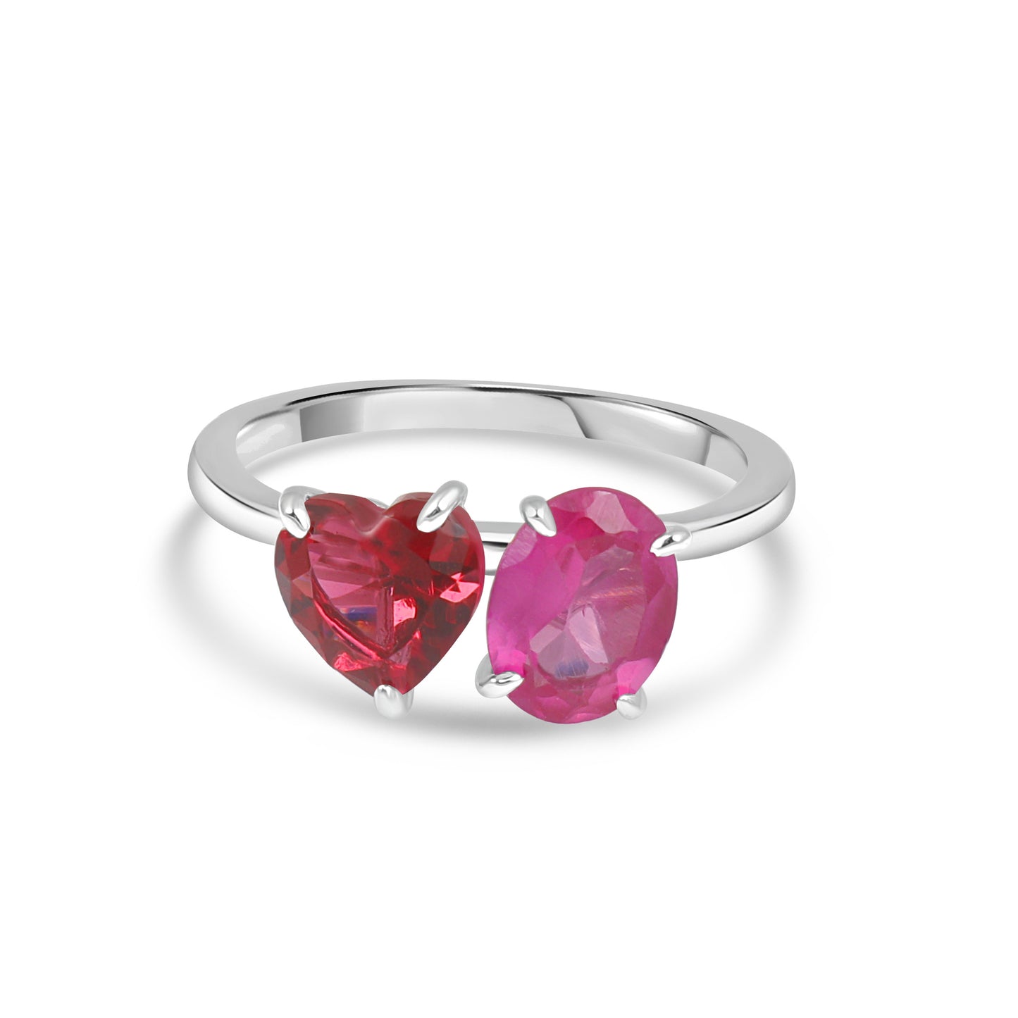 Heart & Oval Birthstone Toi et Moi Ring