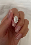Oval Solitaire & V Band Ring Stack(2 Rings)