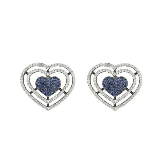 Blue Berry Heart Stud Earrings