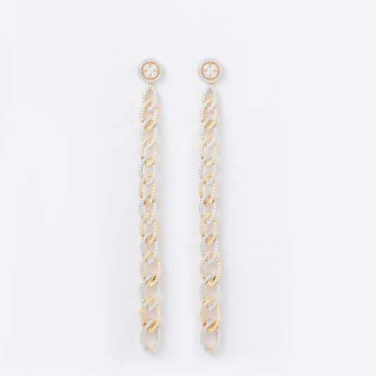 Link Chain Diamond Tennis Earrings