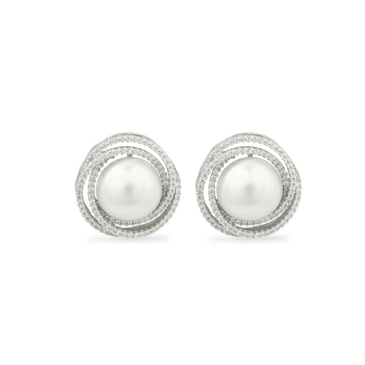 Spiral Pearl Stud Earrings