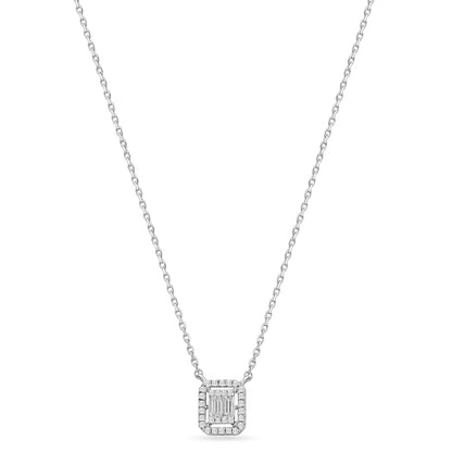 Emerald Cut Diamond Halo Neckpiece