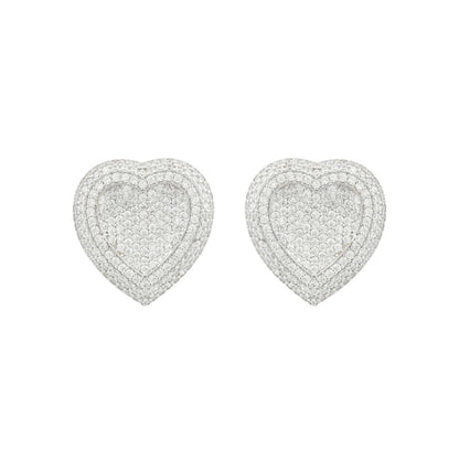 White Heart Stud Earrings