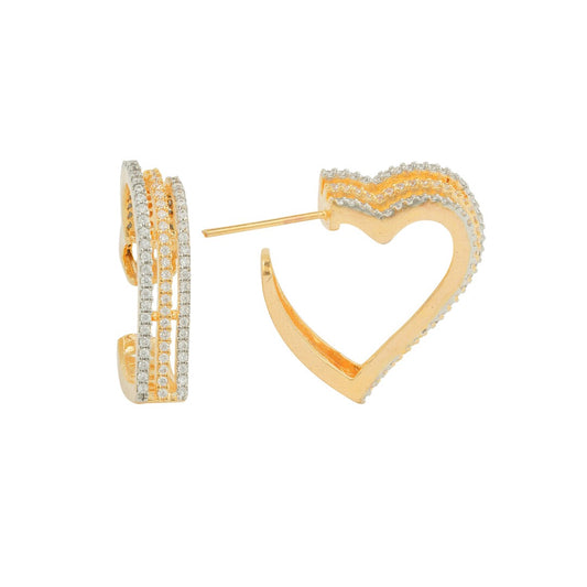 White Gold Heart Curve Earrings