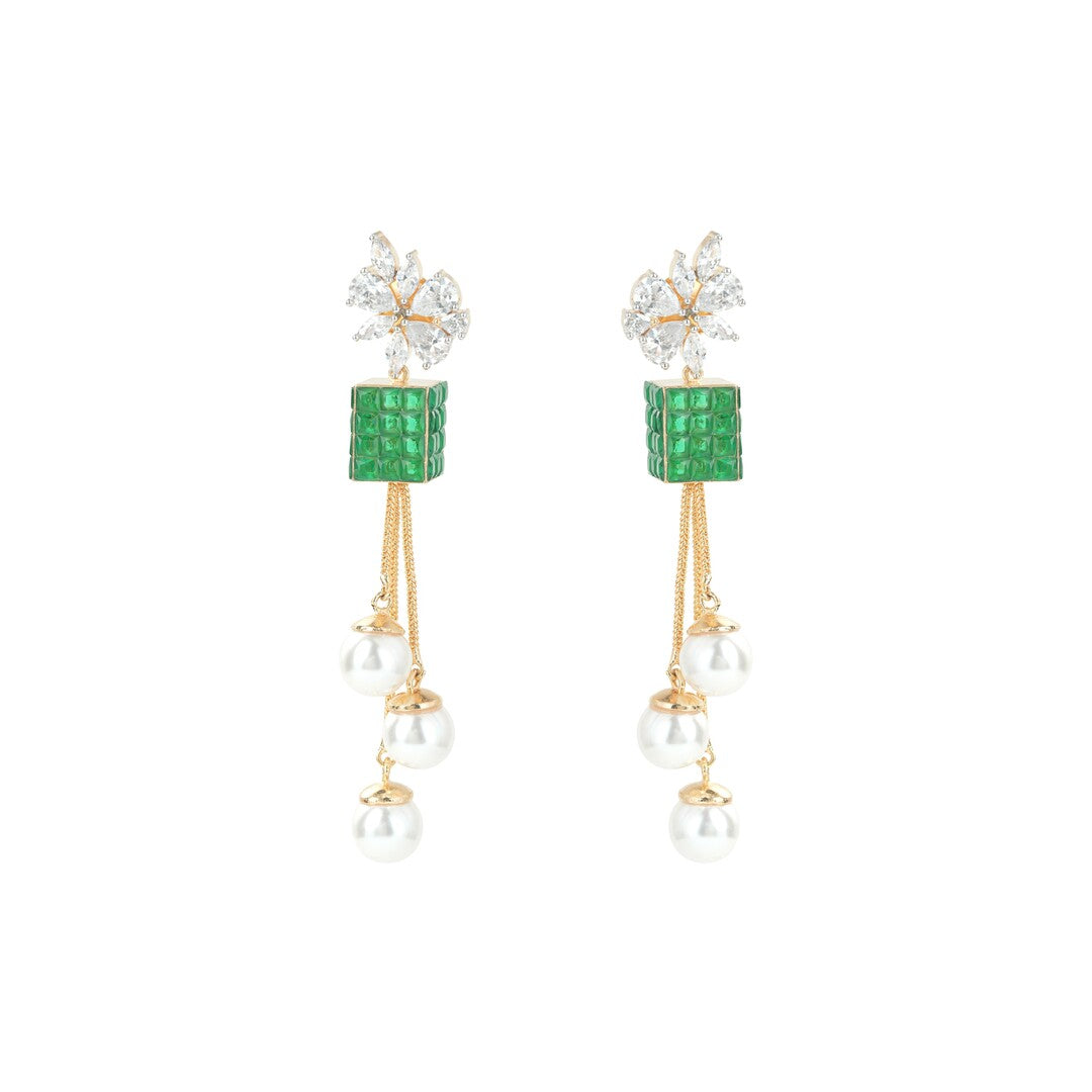 Mystic Green Pearl Dangle Earring