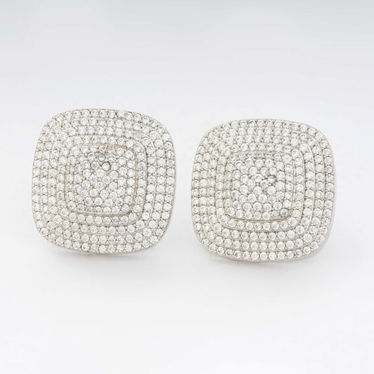 Diamond Square Stud Earrings